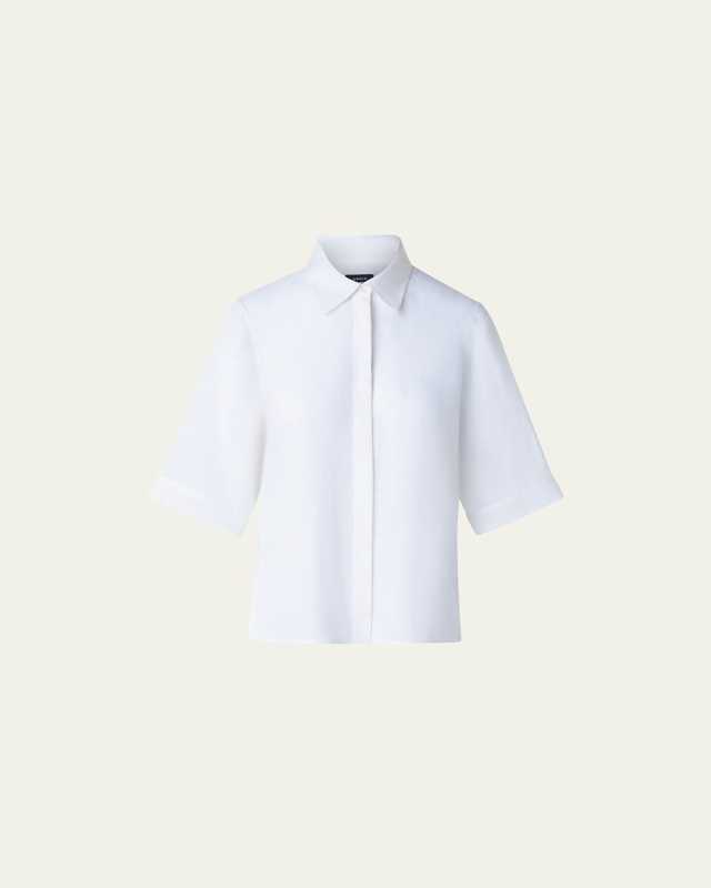 Linen Voile Collared Boxy Shirt